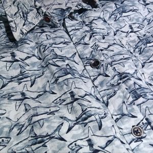 Flag&Athem Casual Graphic SHARK Collar T shir